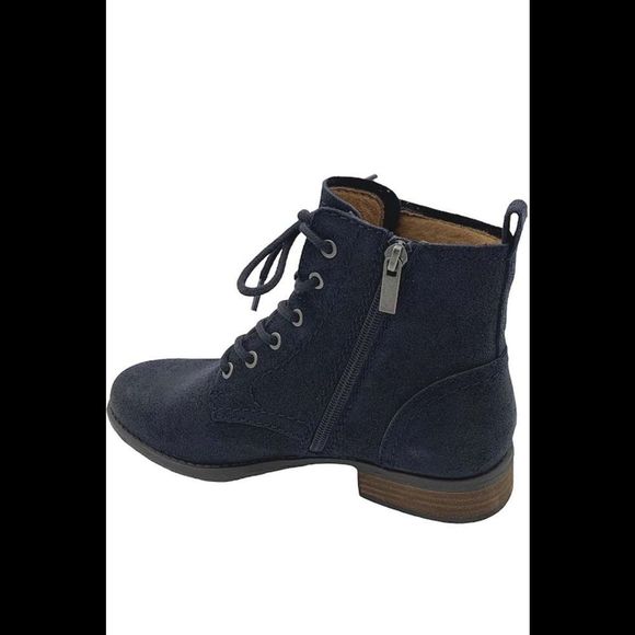 Earth Leather Lace-Up Ankle Boots Janel Dark Blue - Medium - Picture 3 of 3